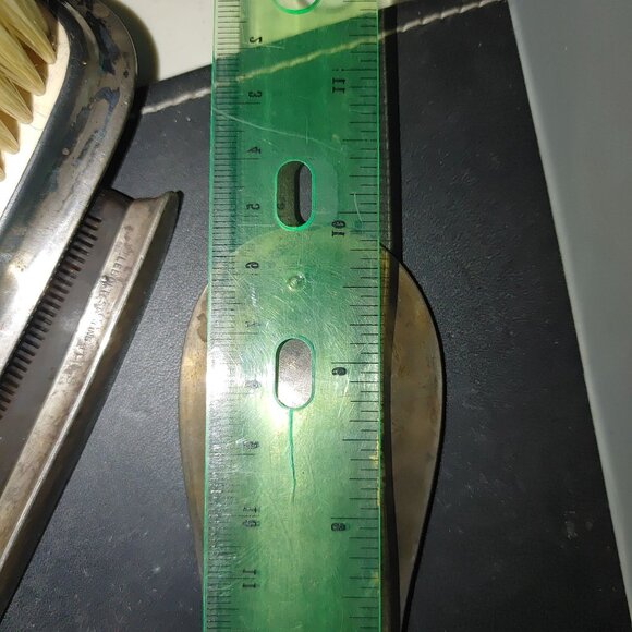 Antique Arts Crafts Lebolt 925 Sterling Hammered Silver Vanity Set Mirror Brush - Picture 6 of 16